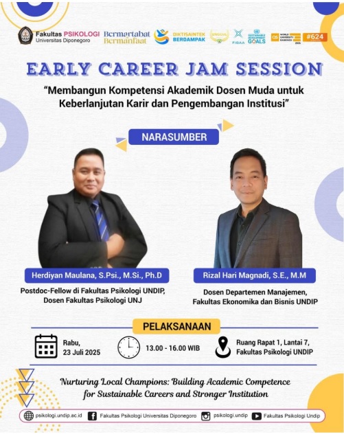 Fakultas Psikologi UNDIP Hadirkan Dr. Herdiyan Maulana dari Universitas Negeri Jakarta Sebagai Postdoctoral Fellow untuk Menginspirasi Mahasiswa tentang Karier Bermakna dan Kesejahteraan Holistik